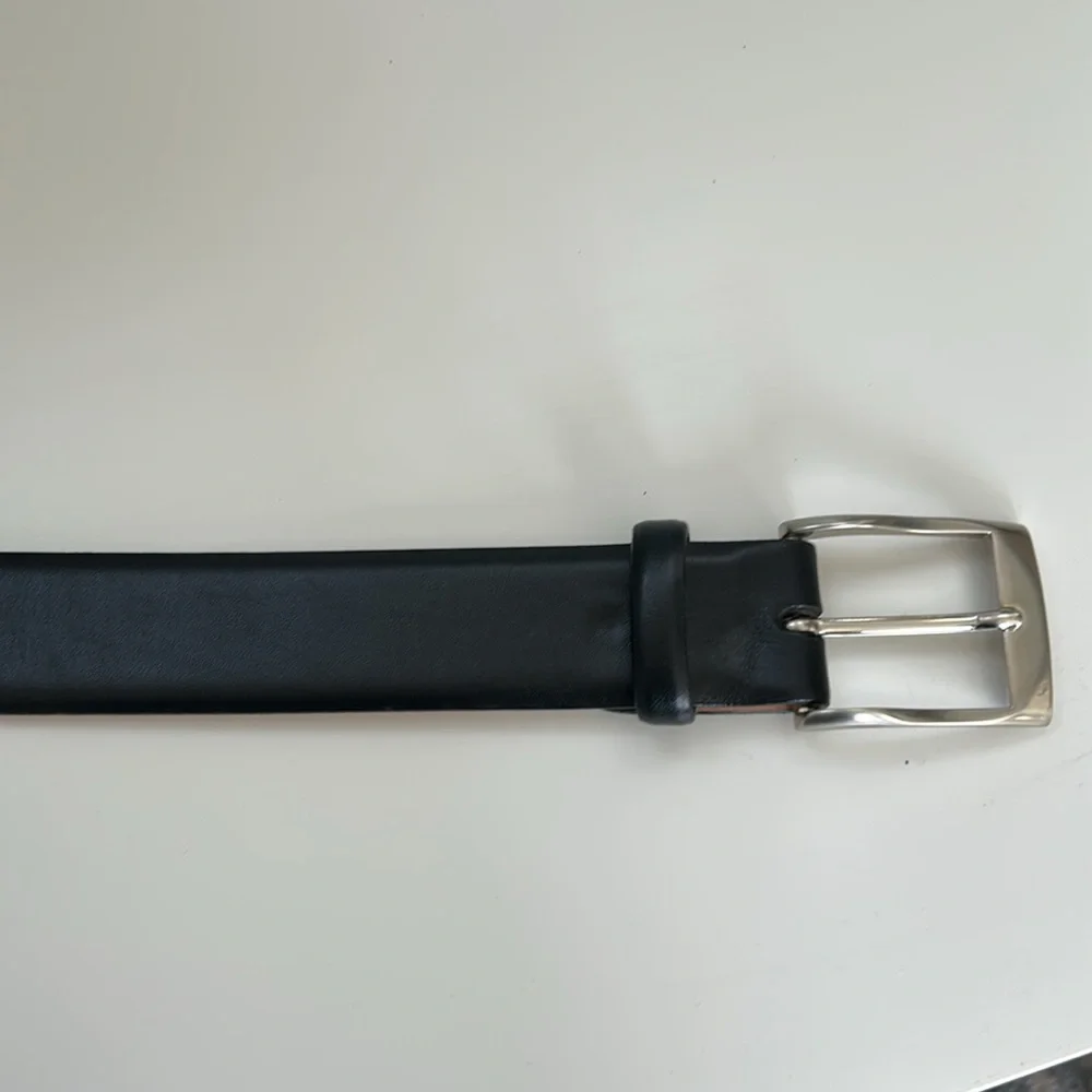Martin Dingman Italian Calfskin Black Leather Belt Size 42